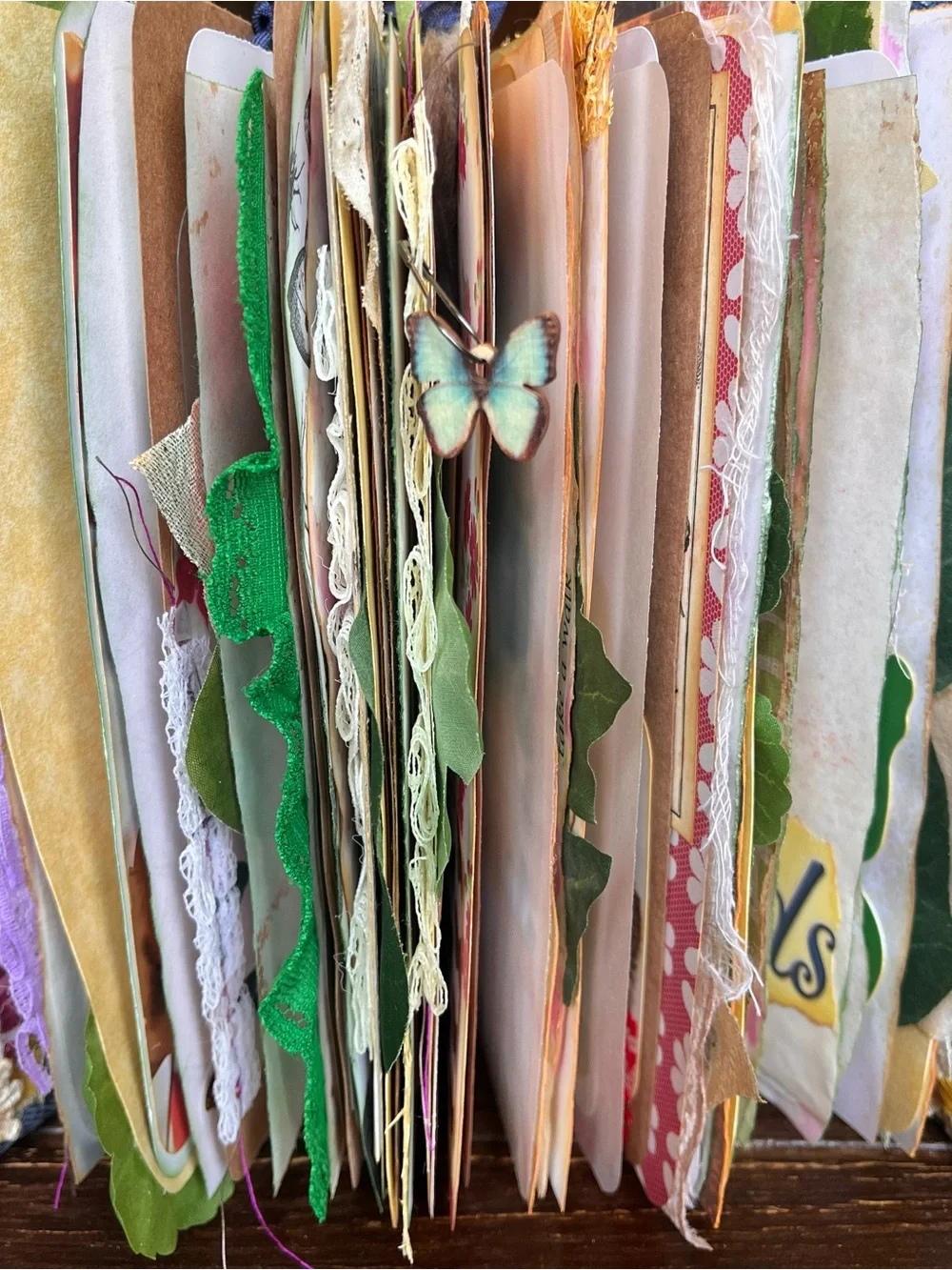 Nature Junk Journal Denim Butterfly Bird Floral Softcover 3 Sig Decorated - Picture 4 of 16